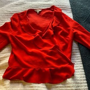 Red ruffle wrap top